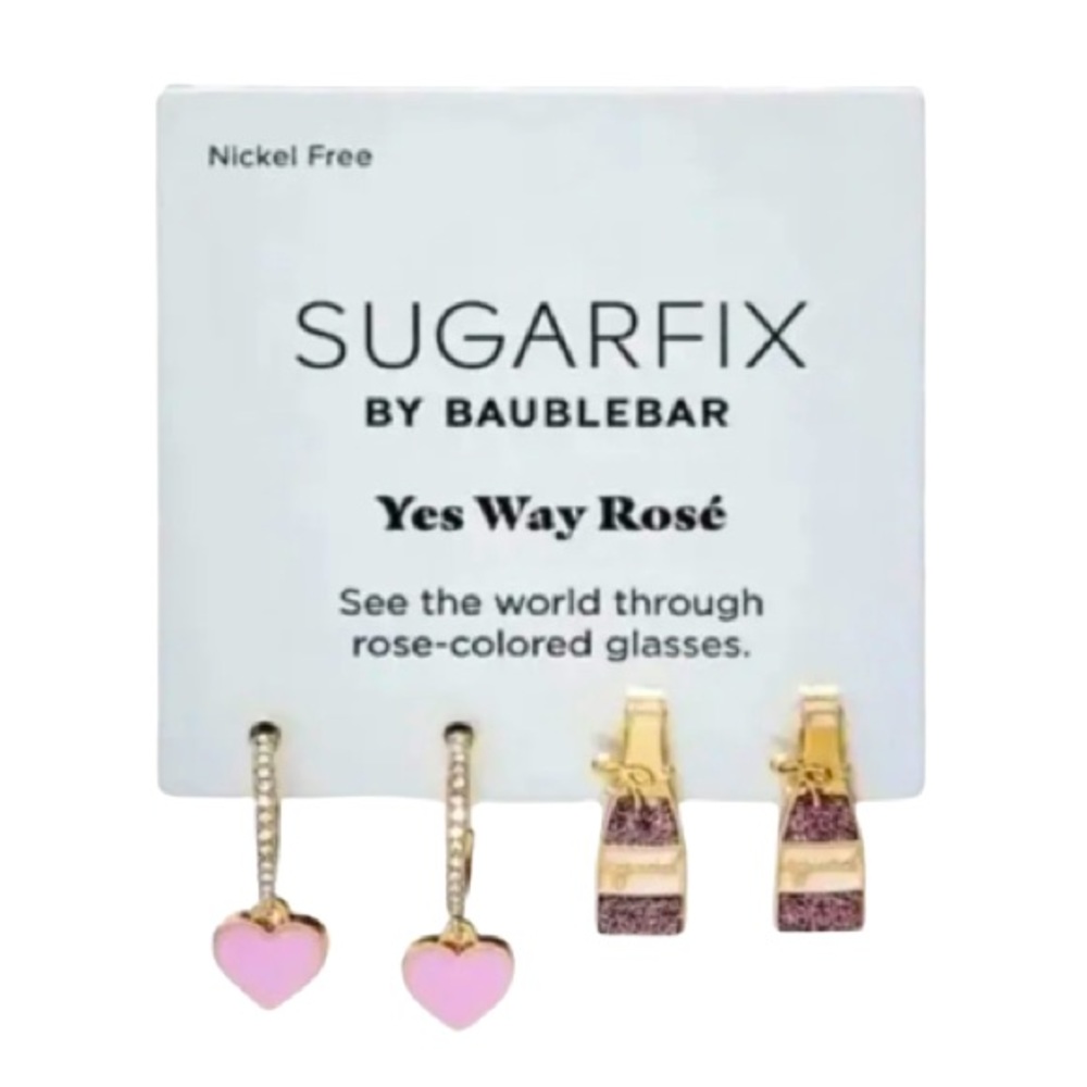 NWT Sugarfix By Baublebar Yes Way Rose Two Pairs Post Earrings